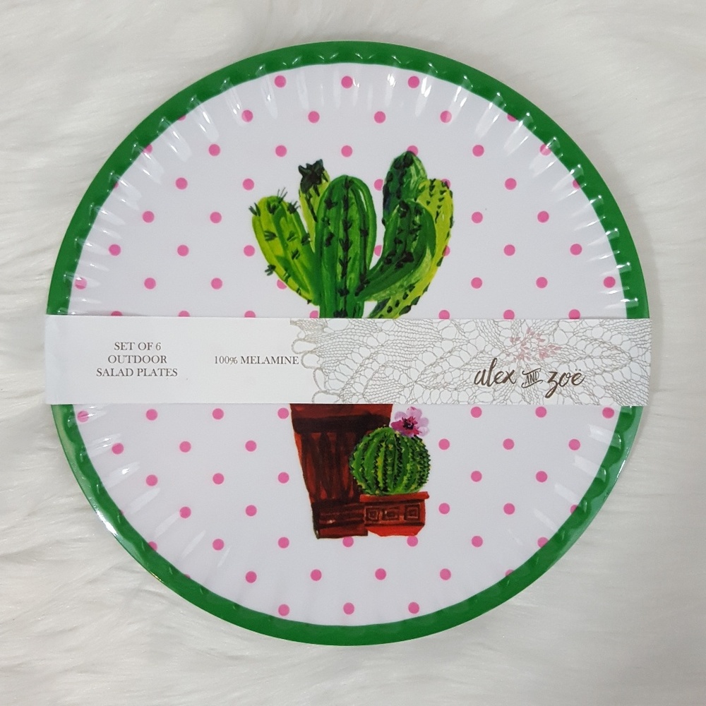 Alex & Zoe Cactus Melamine Salad Plates Set of 6